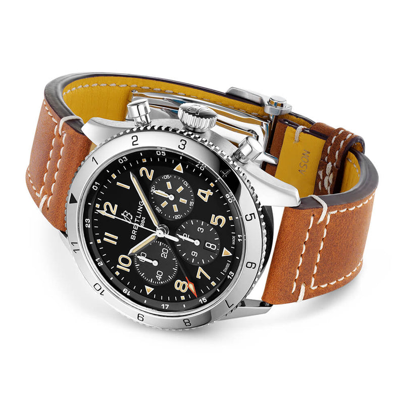 Classic AVI P-51 GMT Mustang 46mm Black Dial Chronograph Watch