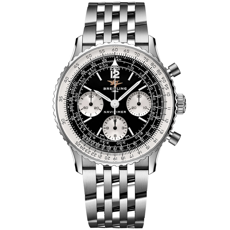 Breitling Navitimer Chronograph 41mm Black Panda Dial Mens Bracelet Watch - Berry's Jewellers