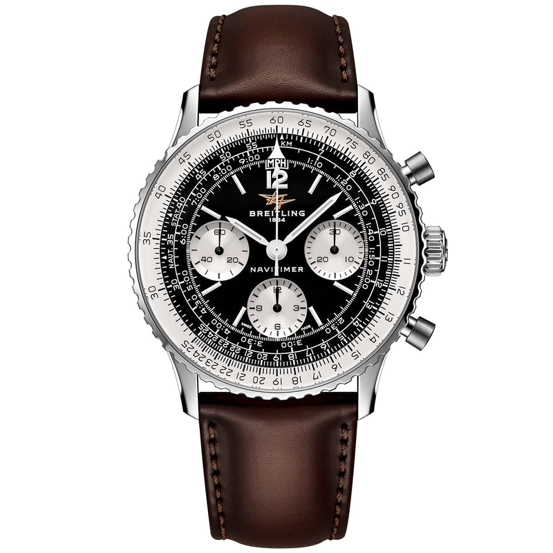 Breitling Navitimer Chronograph 41mm Black Panda Dial Mens Strap Watch - Berry's Jewellers
