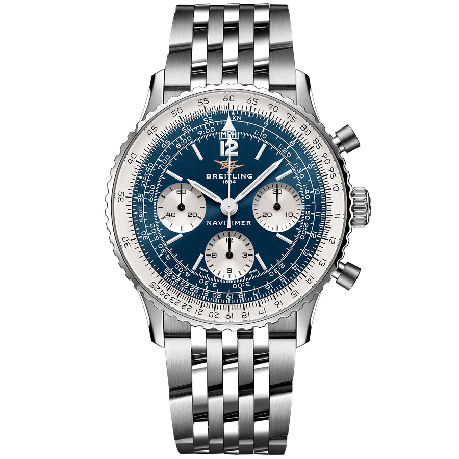 Breitling Navitimer Chronograph 41mm Sunray Blue Dial Mens Bracelet Watch - Berry's Jewellers