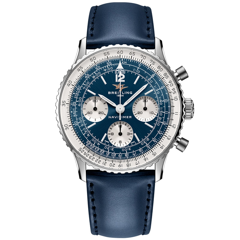 Breitling Navitimer Chronograph 41mm Sunray Blue Dial Mens Strap Watch - Berry's Jewellers