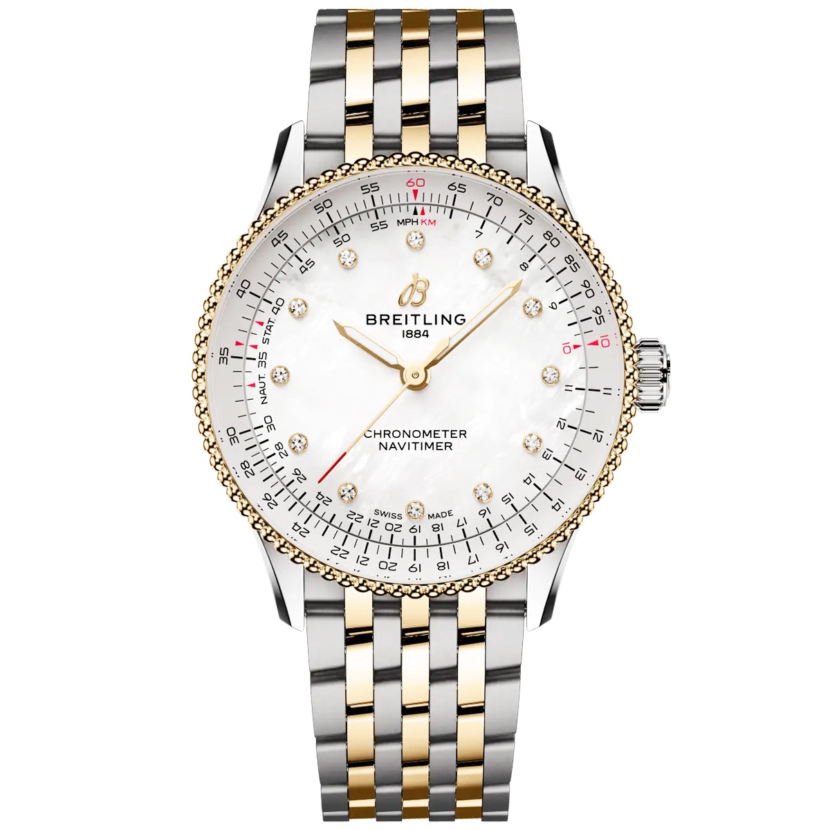 Navitimer 36mm Steel & 18ct Yellow Gold Mother of Pearl Dial Watch