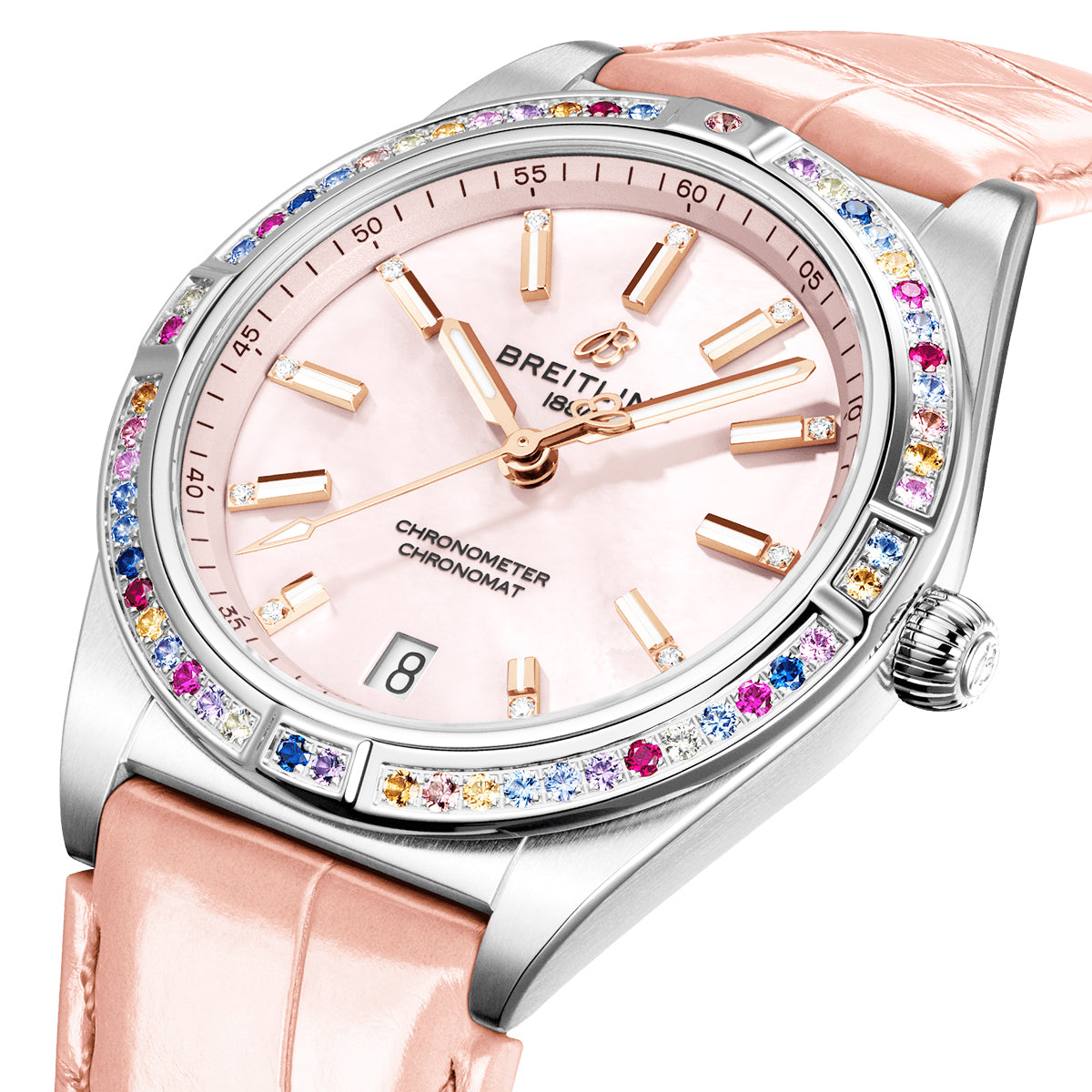 Chronomat South Sea 36mm Steel & 18ct White Gold Pink Dial Watch