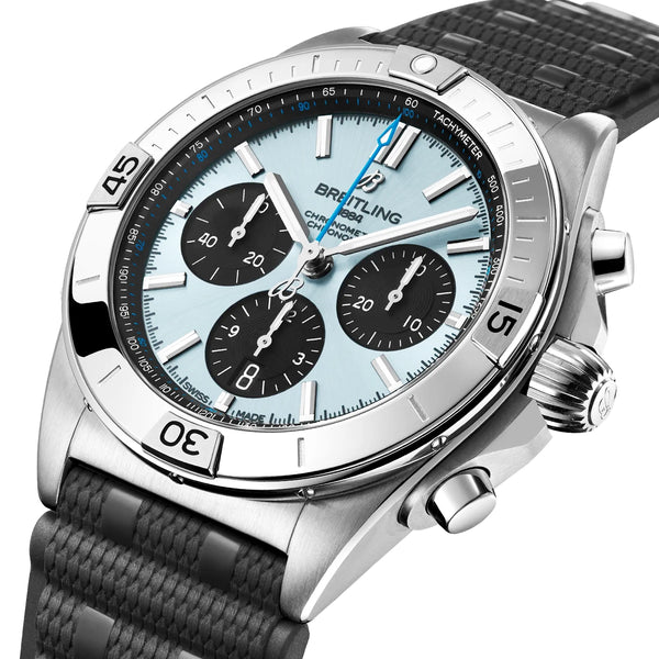 Chronomat B01 42mm Platinum Ice Blue Dial Automatic Strap Watch