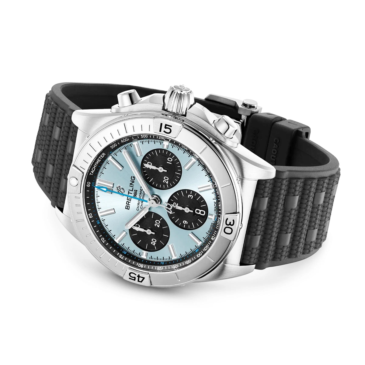 Breitling Chronomat B01 42mm Platinum Ice Blue Dial Automatic Strap Watch - Berry's Jewellers
