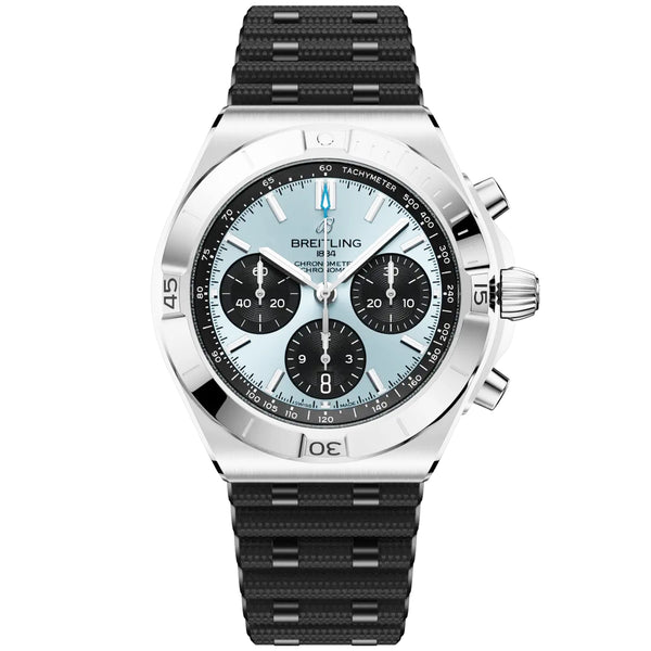 Chronomat Chronograph 42mm Platinum Ice Blue Dial Strap Watch