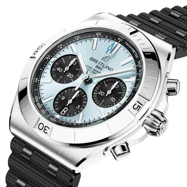 Chronomat Chronograph 42mm Platinum Ice Blue Dial Strap Watch