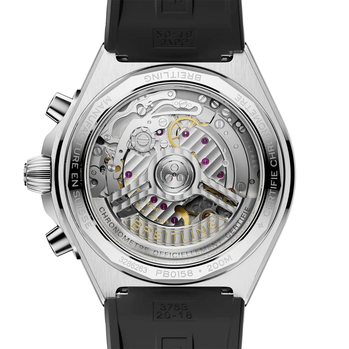 Breitling Chronomat Chronograph 42mm Platinum Ice Blue Dial Strap Watch - Berry's Jewellers