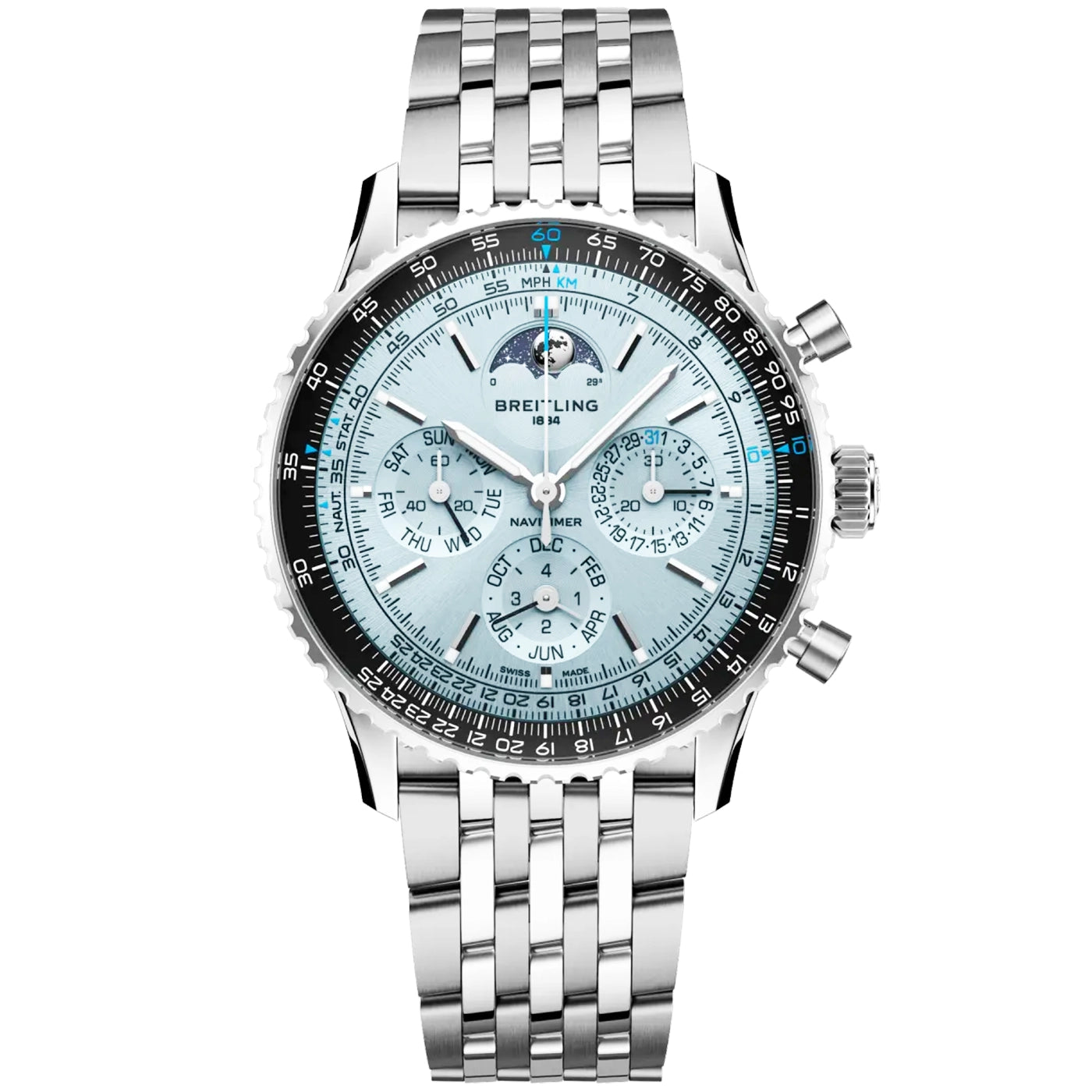 Navitimer B19 Perpetual Calendar 43mm Ice Blue Dial Mens Watch