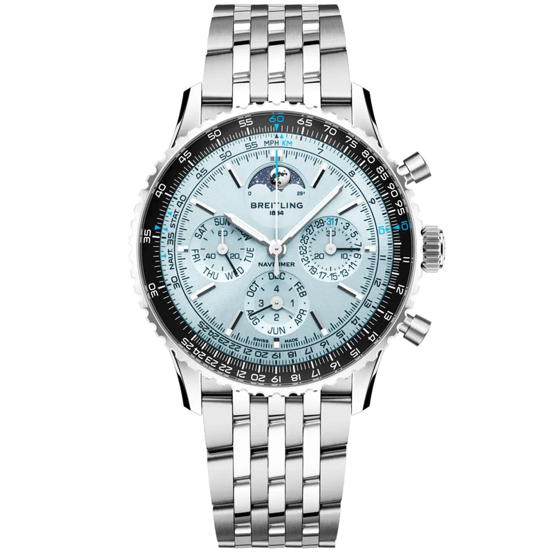 Navitimer B19 Perpetual Calendar 43mm Ice Blue Dial Mens Watch