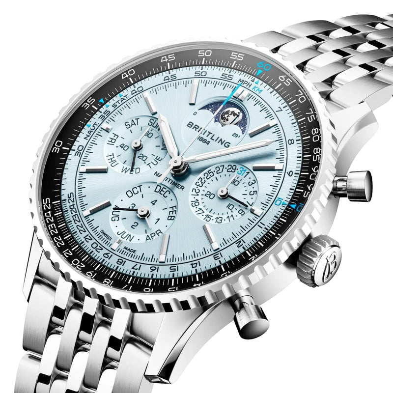 Navitimer B19 Perpetual Calendar 43mm Ice Blue Dial Mens Watch