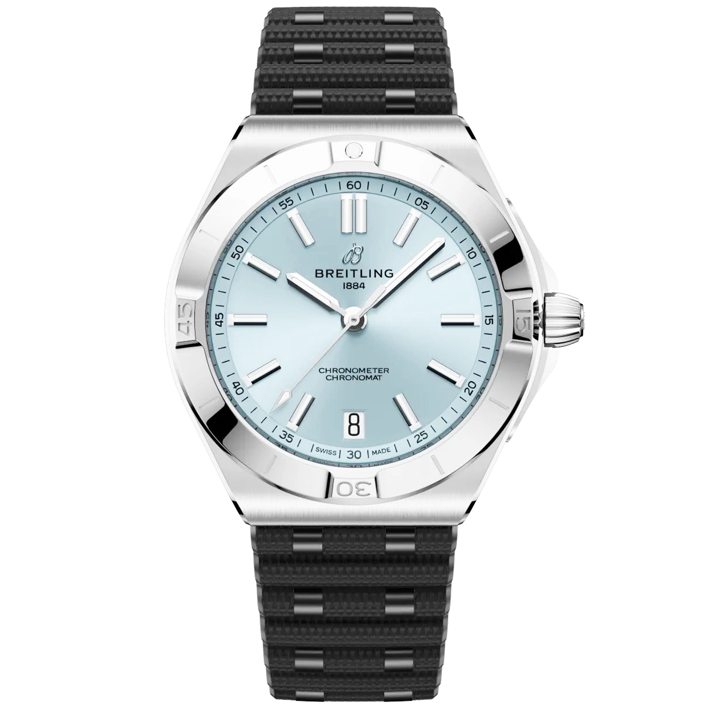 Chronomat 40mm Ice Blue Dial Steel & Platinum Rubber Strap Watch