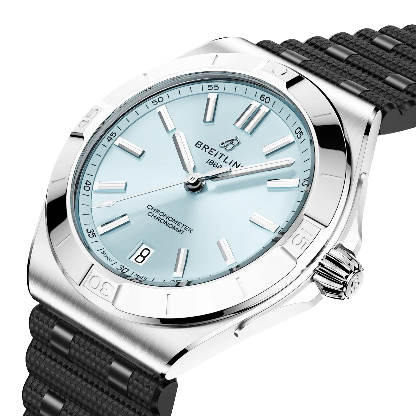 Chronomat 40mm Ice Blue Dial Steel & Platinum Rubber Strap Watch