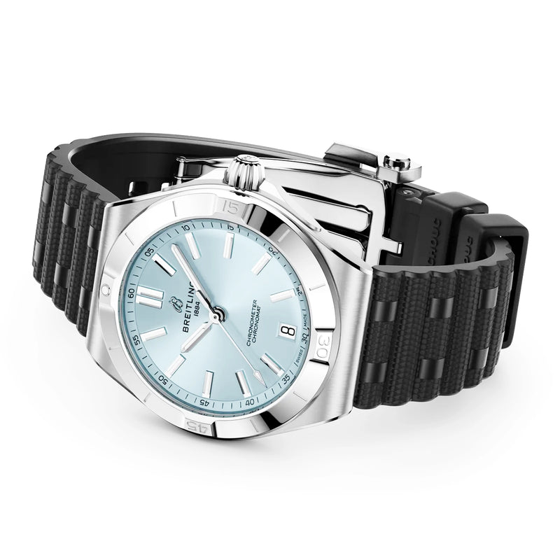 Chronomat 40mm Ice Blue Dial Steel & Platinum Rubber Strap Watch