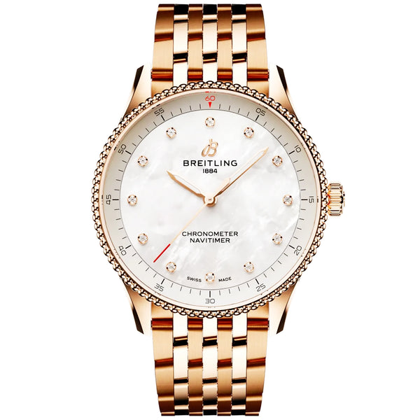 Navitimer 32mm 18ct Red Gold Diamond Dial Ladies Bracelet Watch