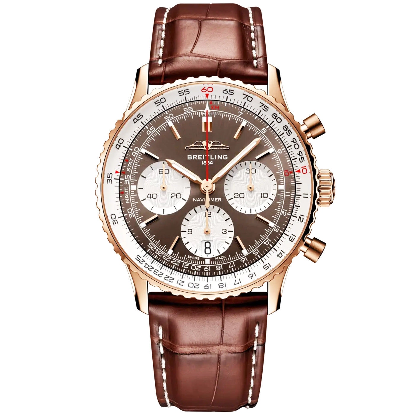 Navitimer Chronograph 41mm 18ct Rose Gold Bronze Dial Strap Watch