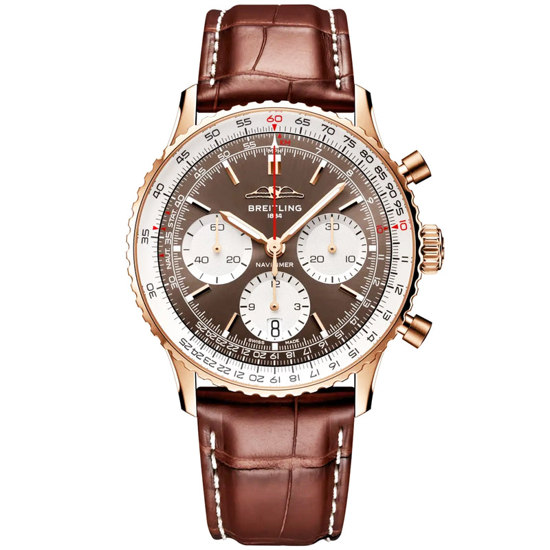 Navitimer Chronograph 41mm 18ct Rose Gold Bronze Dial Strap Watch
