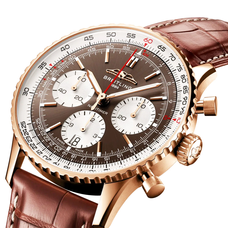 Navitimer Chronograph 41mm 18ct Rose Gold Bronze Dial Strap Watch
