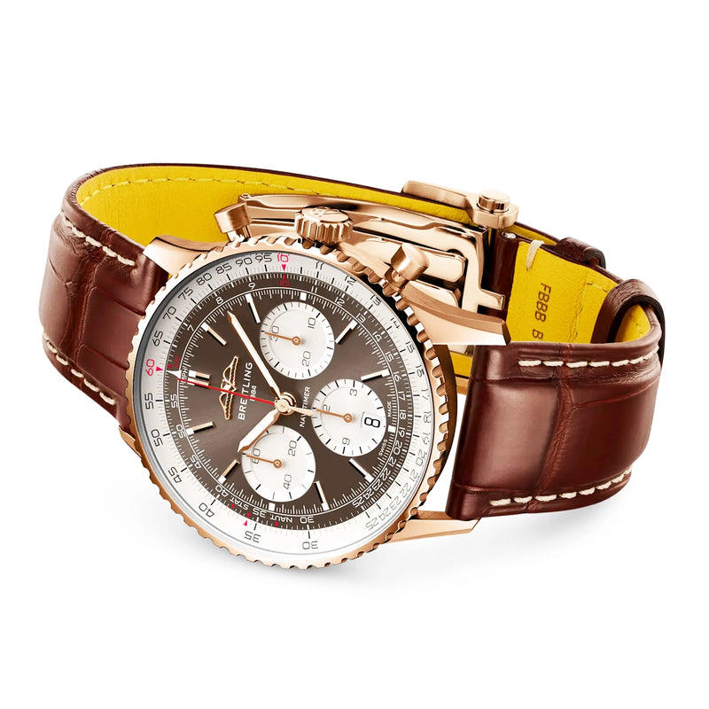 Navitimer Chronograph 41mm 18ct Rose Gold Bronze Dial Strap Watch