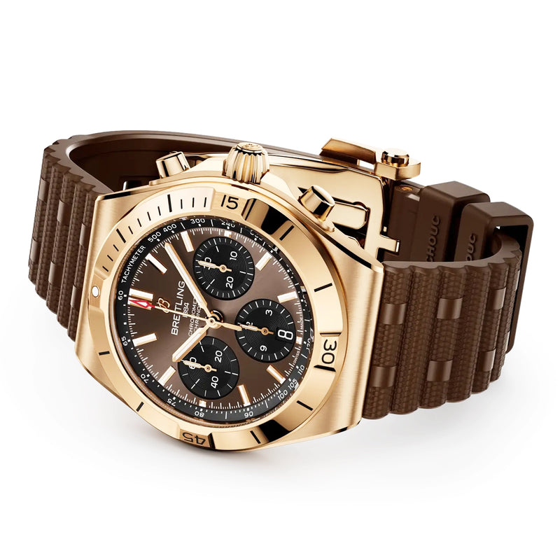 Chronomat Chronograph 42mm 18ct Rose Gold Brown Dial Strap Watch
