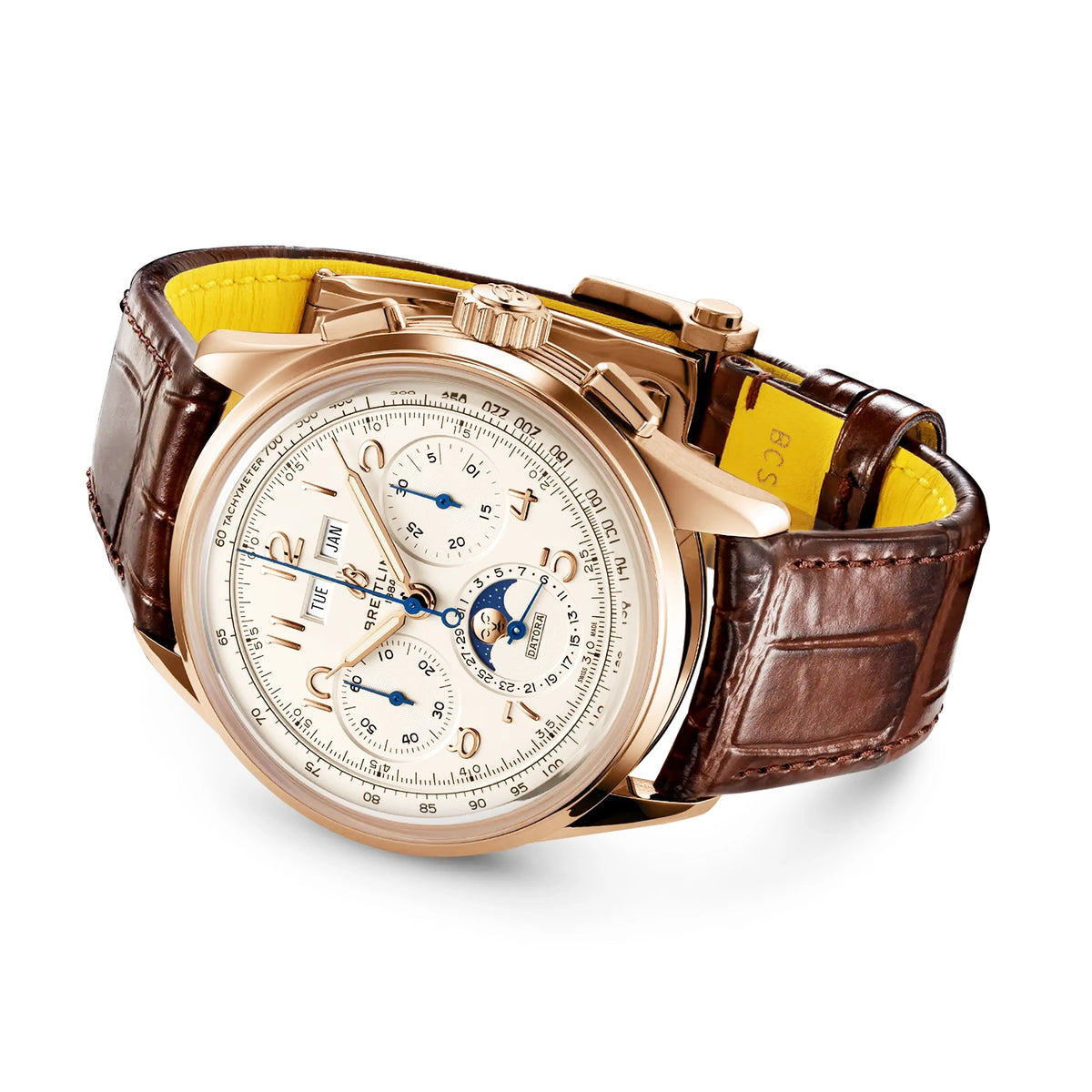 Breitling Premier B25 Datora 42mm 18ct Rose Gold Automatic Strap Watch - Berry's Jewellers