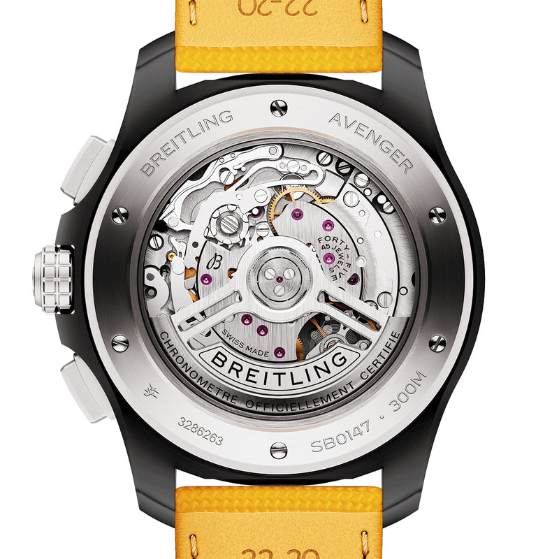 Breitling Avenger Night Mission 44mm Black Ceramic & Yellow Dial Watch - Berry's Jewellers