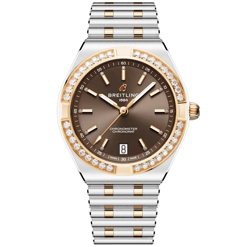 Chronomat 36mm Two-Tone Brown Sunray Diamond Dial Watch