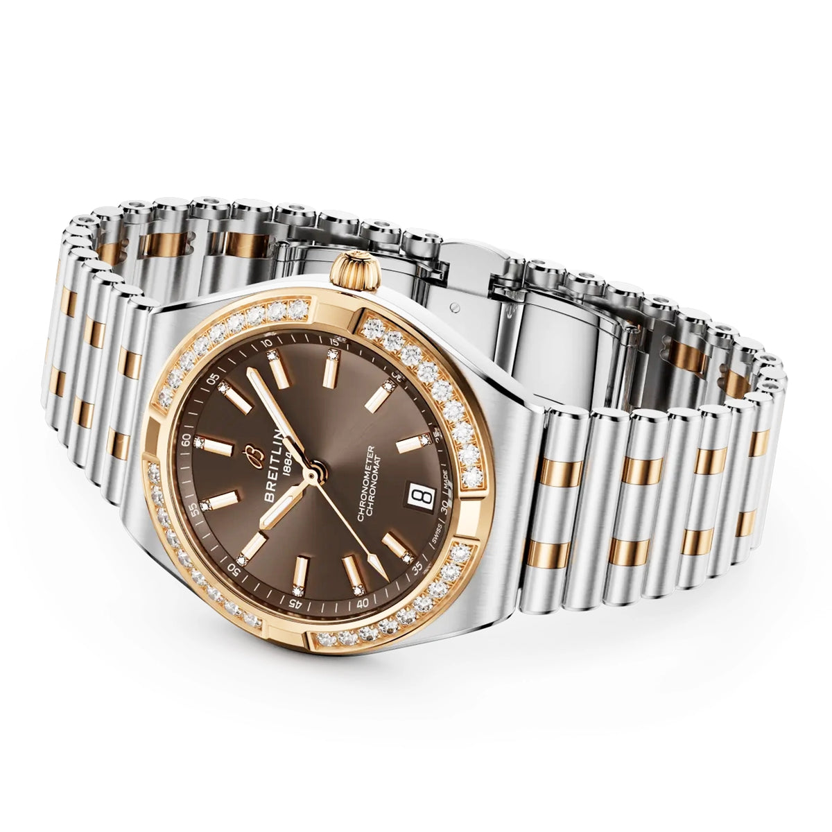 Chronomat 36mm Two-Tone Brown Sunray Diamond Dial Watch