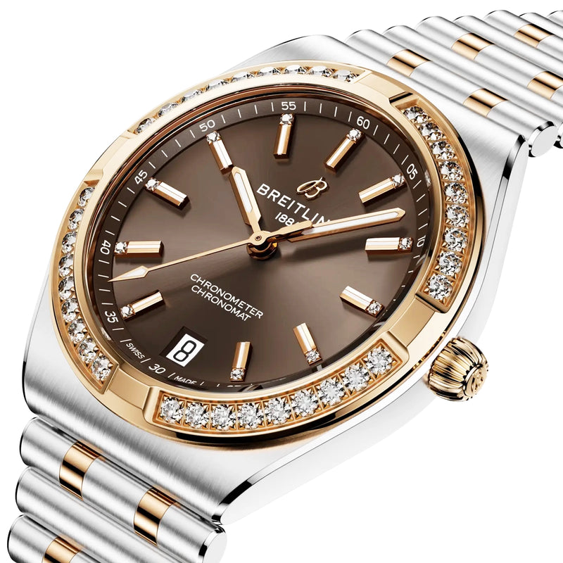 Chronomat 36mm Two-Tone Brown Sunray Diamond Dial Watch