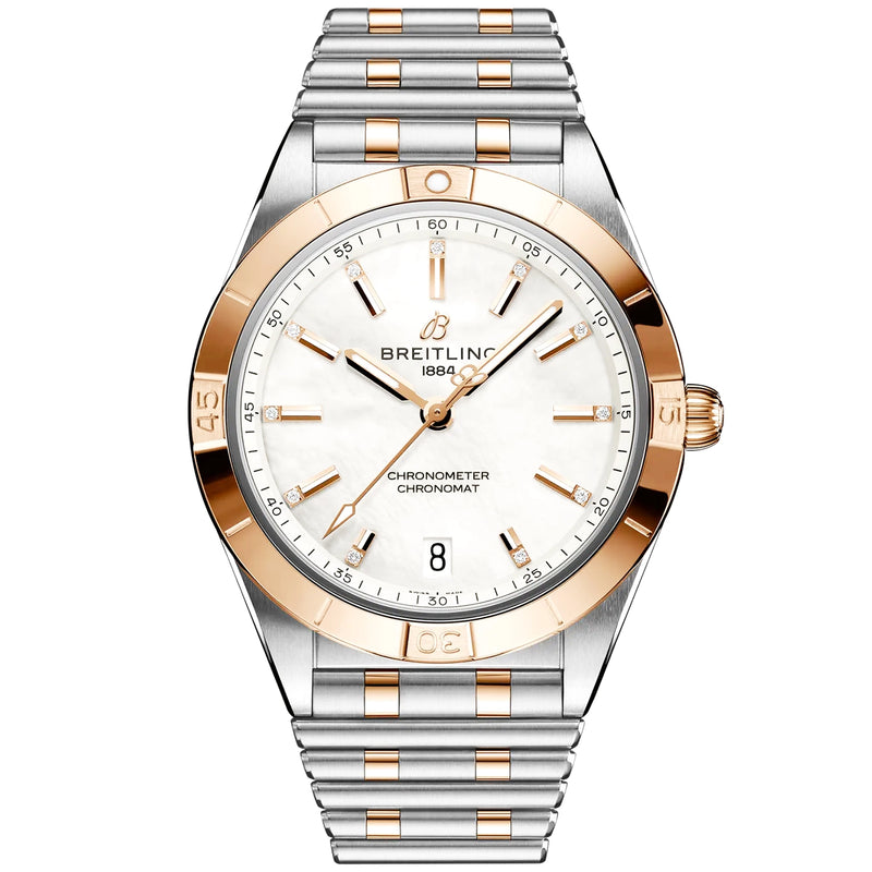 Breitling Chronomat 36mm Two-Tone Mother of Pearl Dial Diamond Dial Watch - Berry's Jewellers