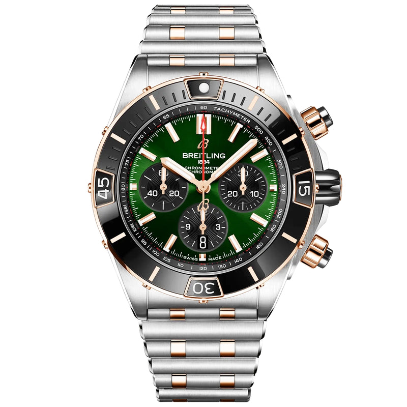 Super Chronomat 44mm Two-Tone Green Dial Automatic Bracelet Watch