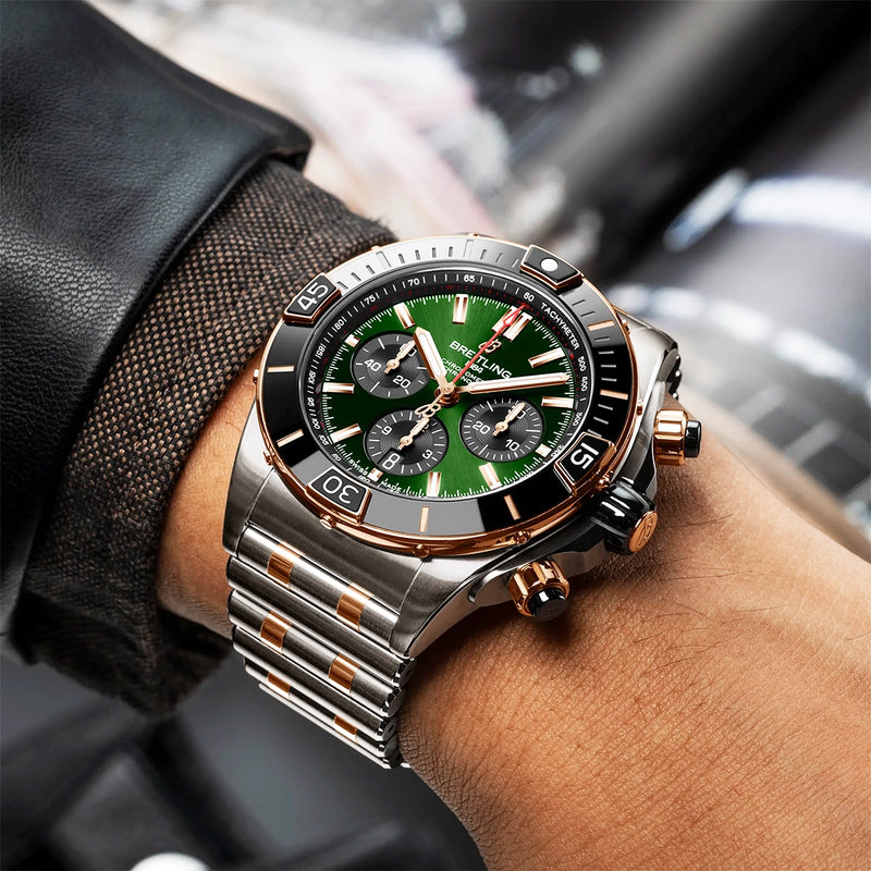 Super Chronomat 44mm Two-Tone Green Dial Automatic Bracelet Watch