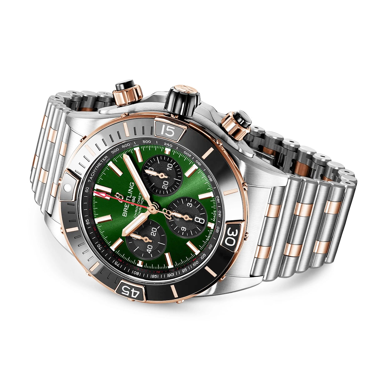 Super Chronomat 44mm Two-Tone Green Dial Automatic Bracelet Watch