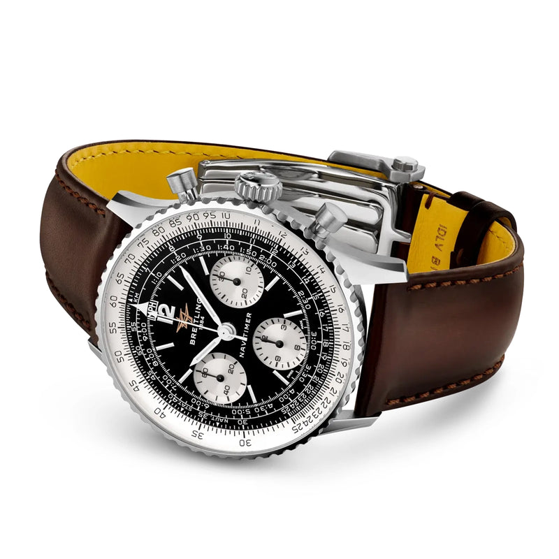 Breitling Navitimer Chronograph 41mm Black Panda Dial Mens Strap Watch - Berry's Jewellers