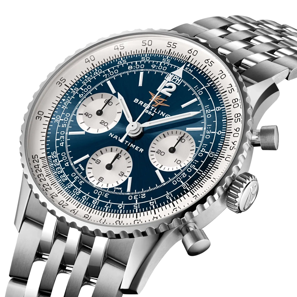 Breitling Navitimer Chronograph 41mm Sunray Blue Dial Mens Bracelet Watch - Berry's Jewellers