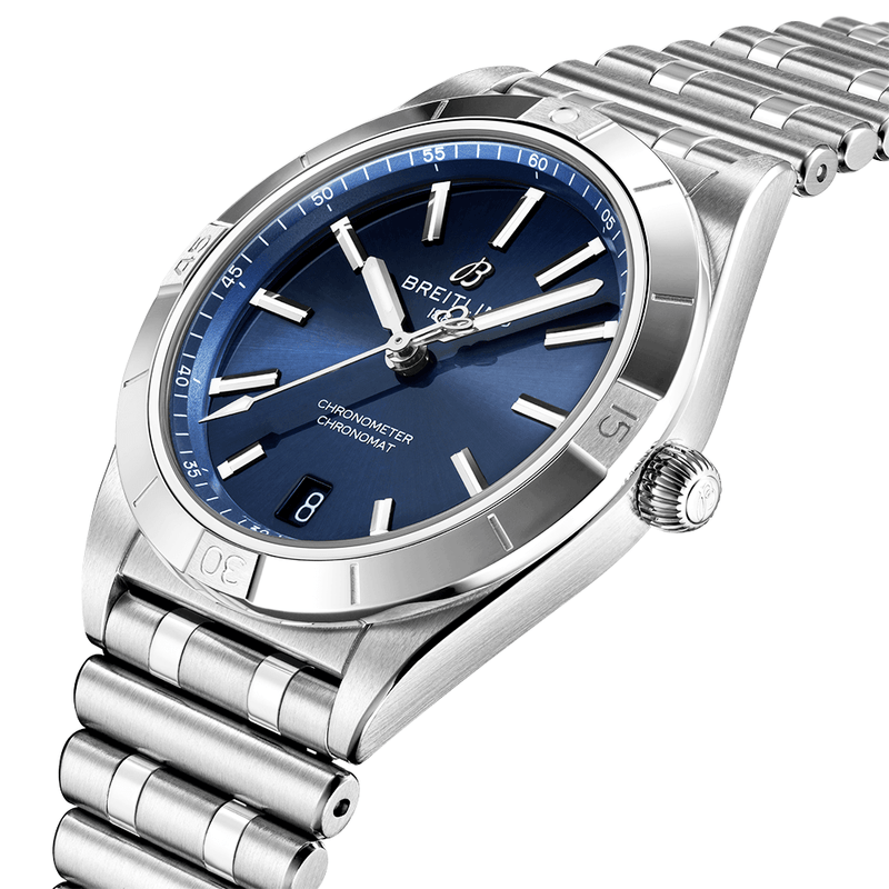 Breitling Chronomat 36mm Blue Sunray Dial Ladies Bracelet Watch - Berry's Jewellers