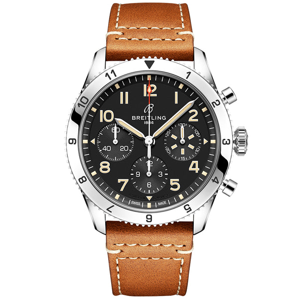 Breitling Classic AVI P-51 GMT Mustang 42mm Black Dial Chronograph Watch - Berry's Jewellers