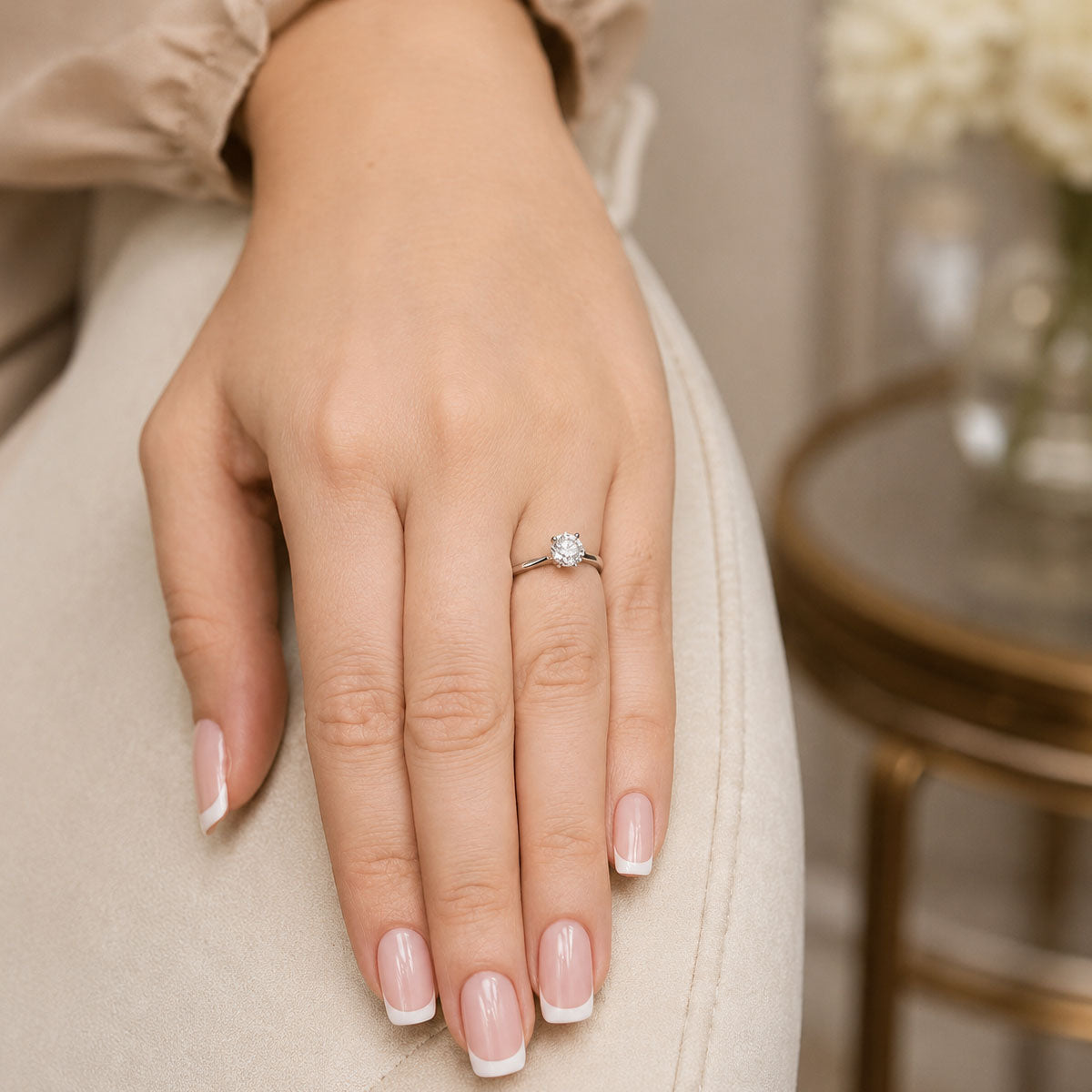 GIA Certificated Platinum and Round Brilliant Cut Diamond Solitaire Ring