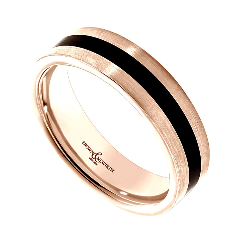 Brown & Newirth 18ct Rose Gold & Ceramic Wedding Ring
