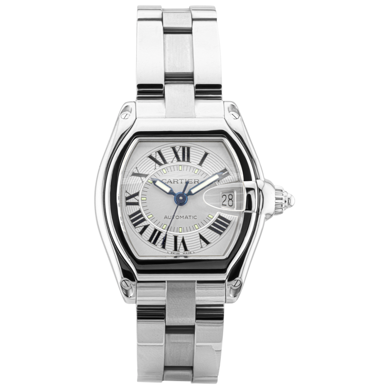 Cartier Roadster Silver Dial Steel Automatic Bracelet Watch