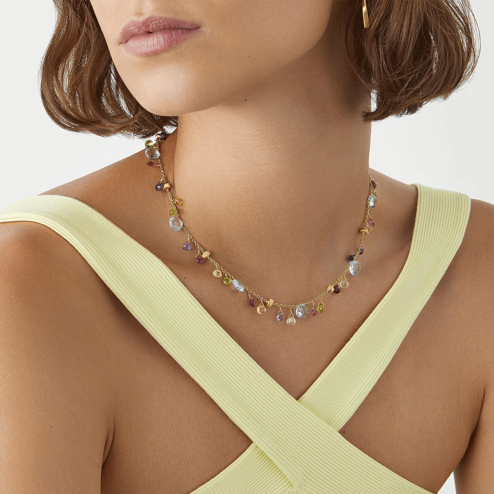 Paradise 18ct Yellow Gold Multicoloured Gemstone Necklace
