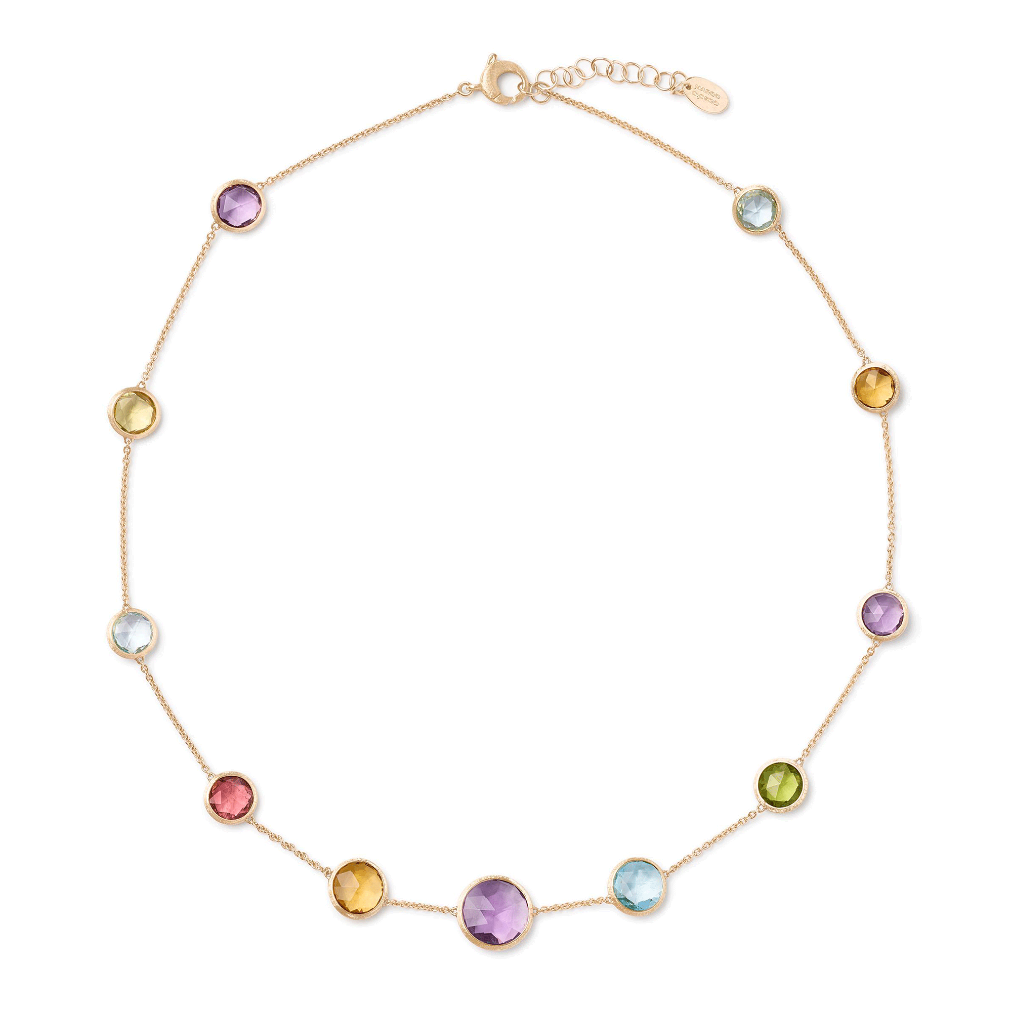 Jaipur 18ct Yellow Gold Mixed Coloured Stone Necklace