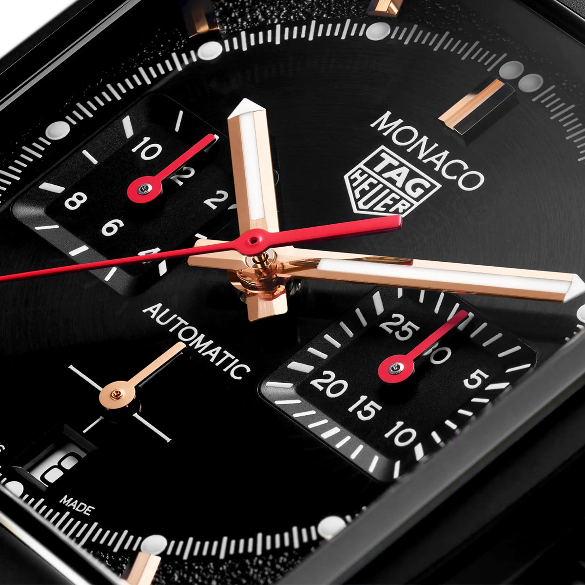 TAG Heuer Monaco 'Dark Lord' Edition 39mm DLC Titanium Automatic Chronograph Watch - Berry's Jewellers