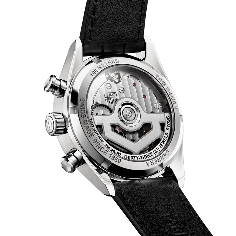 TAG Heuer Carrera DATO 39mm Green Dial Automatic Chronograph Strap Watch - Berry's Jewellers