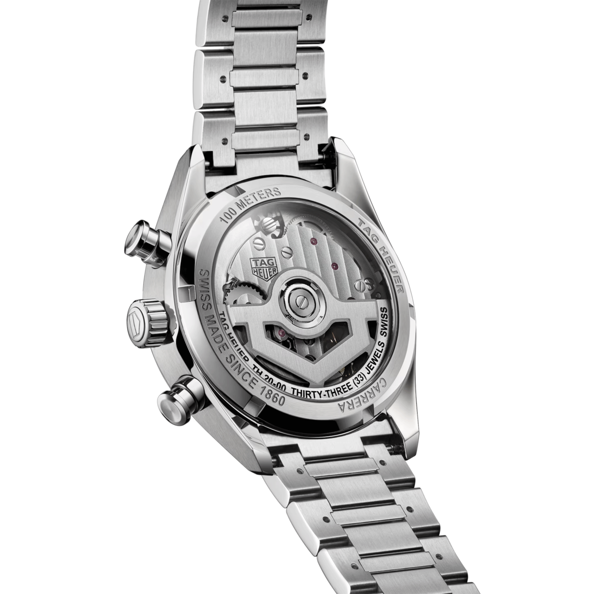Carrera Chronograph 39mm Silver/Black Dial Automatic Bracelet Watch