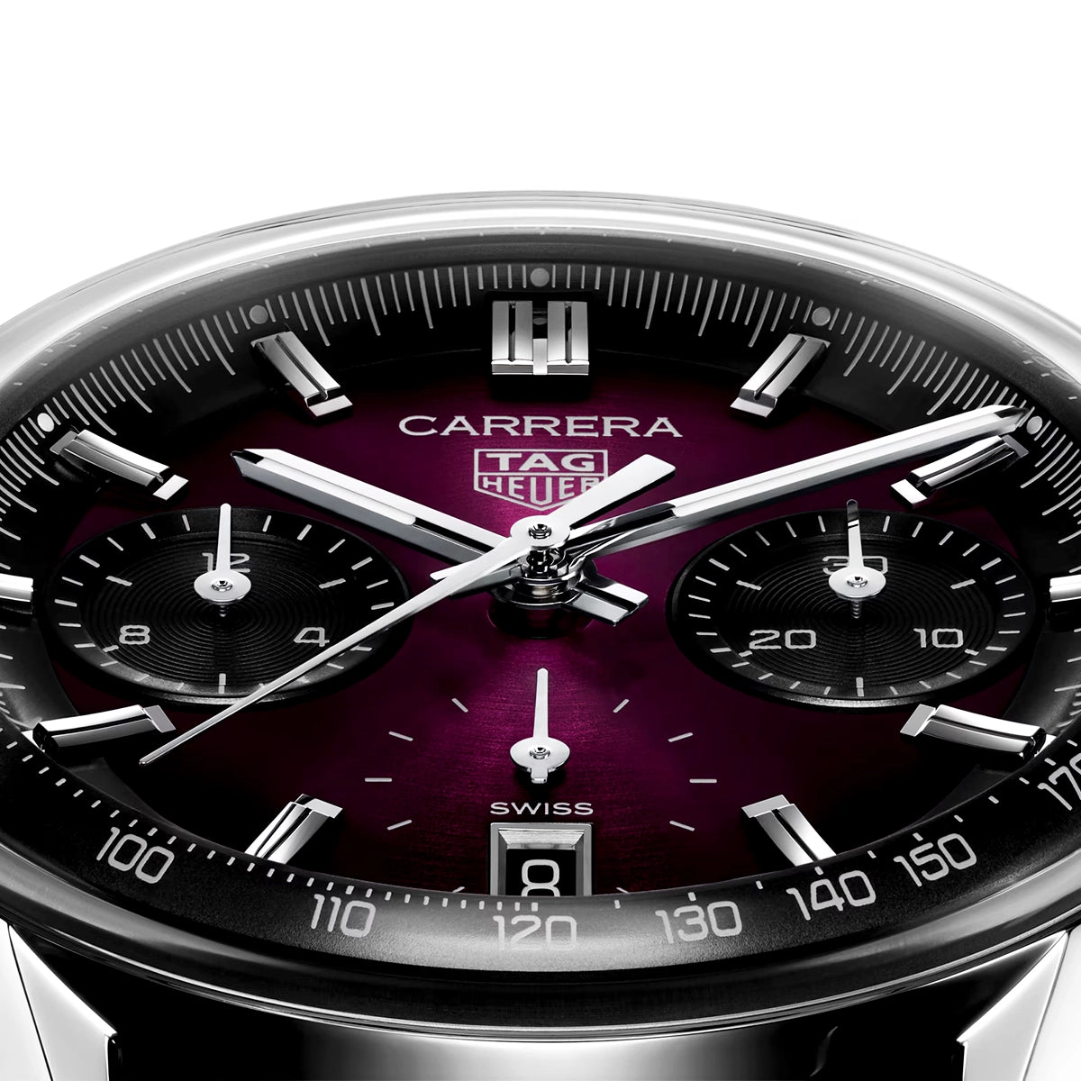 TAG Heuer Carrera 39mm Purple Gradient Dial Automatic Chronograph Strap Watch - Berry's Jewellers
