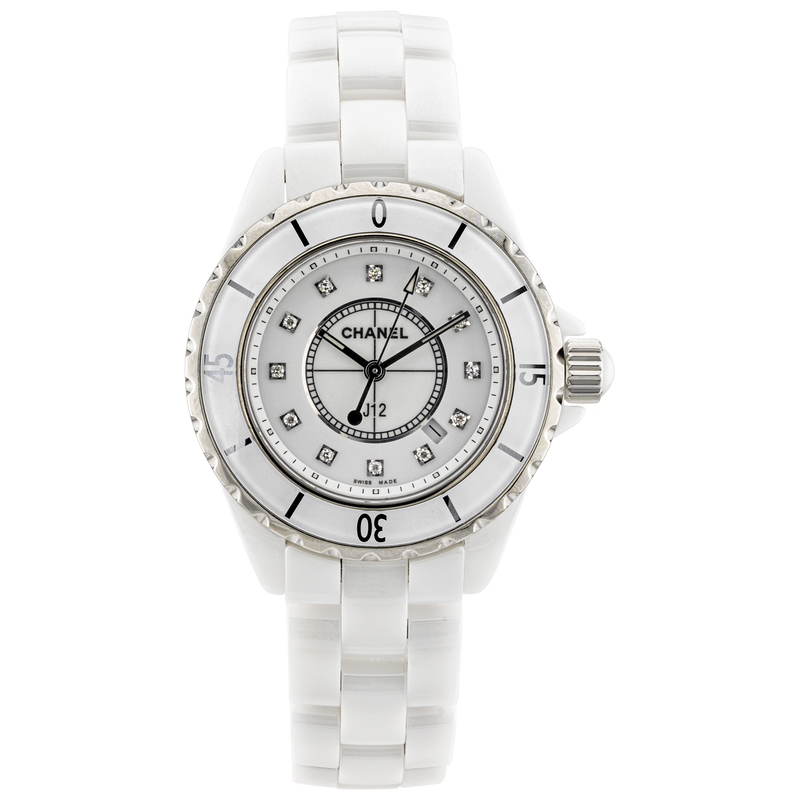 CHANEL J12 33mm White Ceramic Diamond Set Ladies Watch (2010)