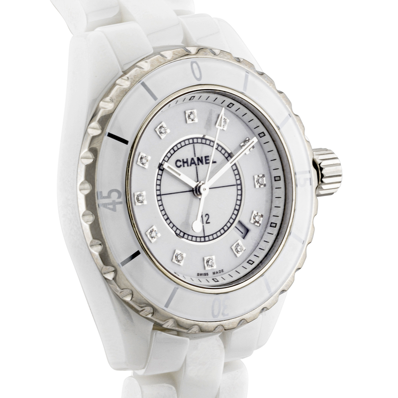 CHANEL J12 33mm White Ceramic Diamond Set Ladies Watch (2010)