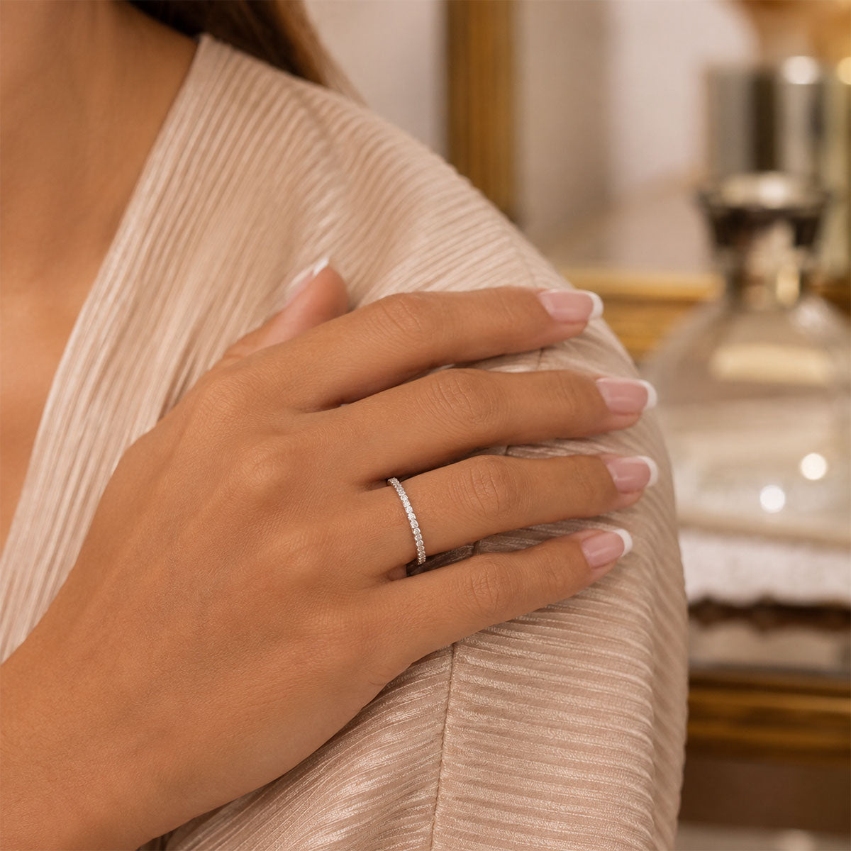 Platinum Round Brilliant Cut Diamond Half Eternity Ring