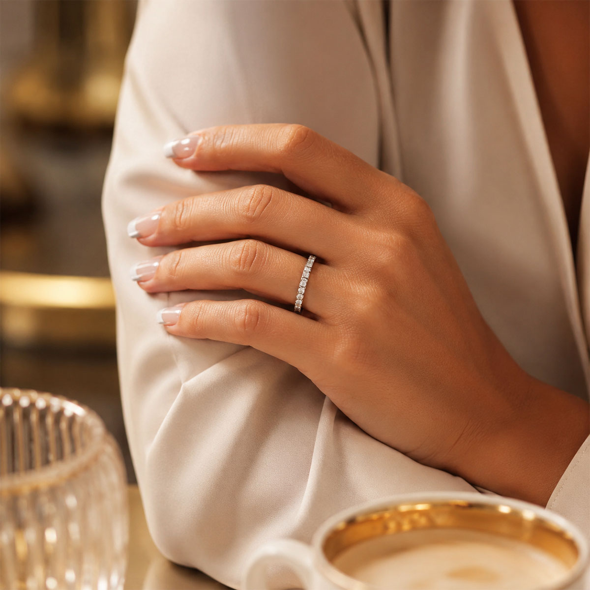Platinum Round Brilliant Cut Diamond Half Eternity Ring